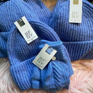 *NWT* (5) BFNY Blue Cold Weather Knit Beanie & Knit Fingerless Gloves w/ Covers